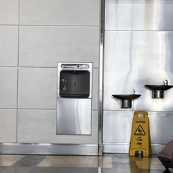 Water Bottle Filling Station - The water bottle filling station & adjacent water fountain