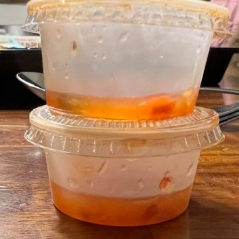 Jasmine Thai Cuisine - The amount of chili sauce they give you now. Not even half full. - Thai Near Me - Winnetka, California Jasmine Thai Cuisine - The amount of chili sauce they give you now. Not even half full. - Thai Near Me - Winnetka, California