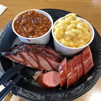 Blake's Place - Smoked 2 Meat Plate: beef brisket & sausage - Barbeque Near Me - Anaheim, California Blake's Place - Smoked 2 Meat Plate: beef brisket & sausage - Barbeque Near Me - Anaheim, California