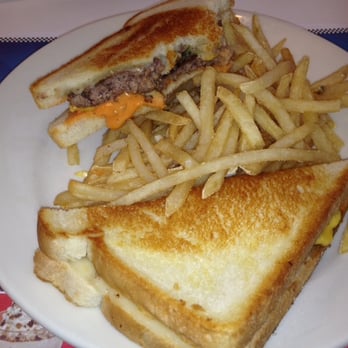 Steak ’n Shake - Frisco Melt--two steakburgers with American, Swiss cheeses, on buttery grilled sourdough with our sweet 'n tangy Frisco sauce. - Burgers Near Me - St. Augustine, Florida Steak ’n Shake - Frisco Melt--two steakburgers with American, Swiss cheeses, on buttery grilled sourdough with our sweet 'n tangy Frisco sauce. - Burgers Near Me - St. Augustine, Florida