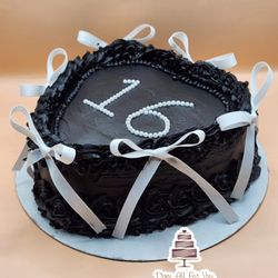Done All For You - Black heart cake with white bows