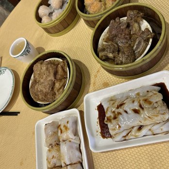 Golden Lake Pavilion - Shrimp Dumplings, Pork Siu Mai, Bean Curd Skin Rolls, Veal Chops, Fried Shrimp Rice Rolls, and Beef Rice Rolls - Dim Sum Near Me - Flushing, New York