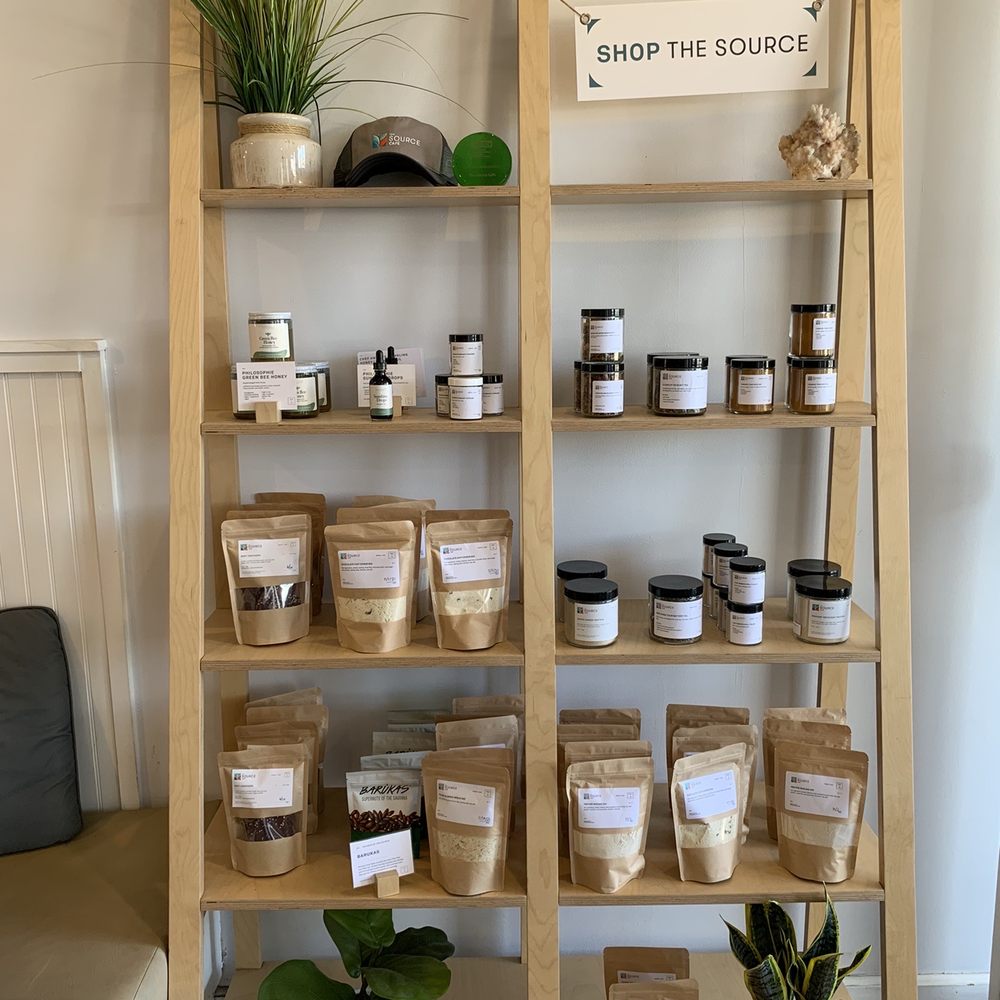 The Source Cafe - Merchandise Display Shelf - Juice Bars & Smoothies Near Me - Hermosa Beach, California The Source Cafe - Merchandise Display Shelf - Juice Bars & Smoothies Near Me - Hermosa Beach, California