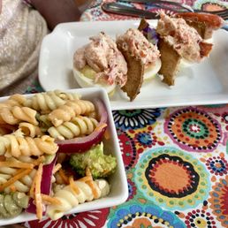 Lobster - Deviled Eggs w/ pasta salad: amazing! Lobster - Deviled Eggs w/ pasta salad: amazing!