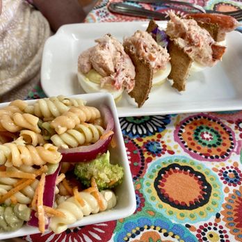 Bella's Bakery & Bistro - Lobster - Deviled Eggs w/ pasta salad: amazing! - New American Near Me - Clayton, New York Bella's Bakery & Bistro - Lobster - Deviled Eggs w/ pasta salad: amazing! - New American Near Me - Clayton, New York