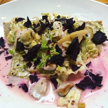 Miller Union - Smoked potato ravioli with shitake mushroom, cabbage, apple, beet, leek & creme fraiche. Absolutely amazing!! - Southern Near Me - Atlanta, Georgia Miller Union - Smoked potato ravioli with shitake mushroom, cabbage, apple, beet, leek & creme fraiche. Absolutely amazing!! - Southern Near Me - Atlanta, Georgia