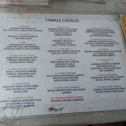 Tamales menu
