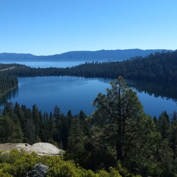 Cascade Falls - Cascade Lake in foreground and Lake Tahoe in background - Hiking Near Me