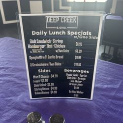Deep Creek Sports Bar & Grill - The breakfast and lunch menu for opening.