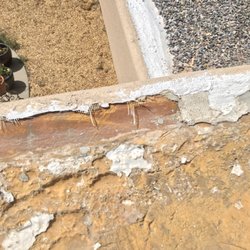 El Rey Stucco - Subsurface, properly cleaned and ready to serious remediation; not just cosmetic covering -- Water penetration here gets behind the stucco