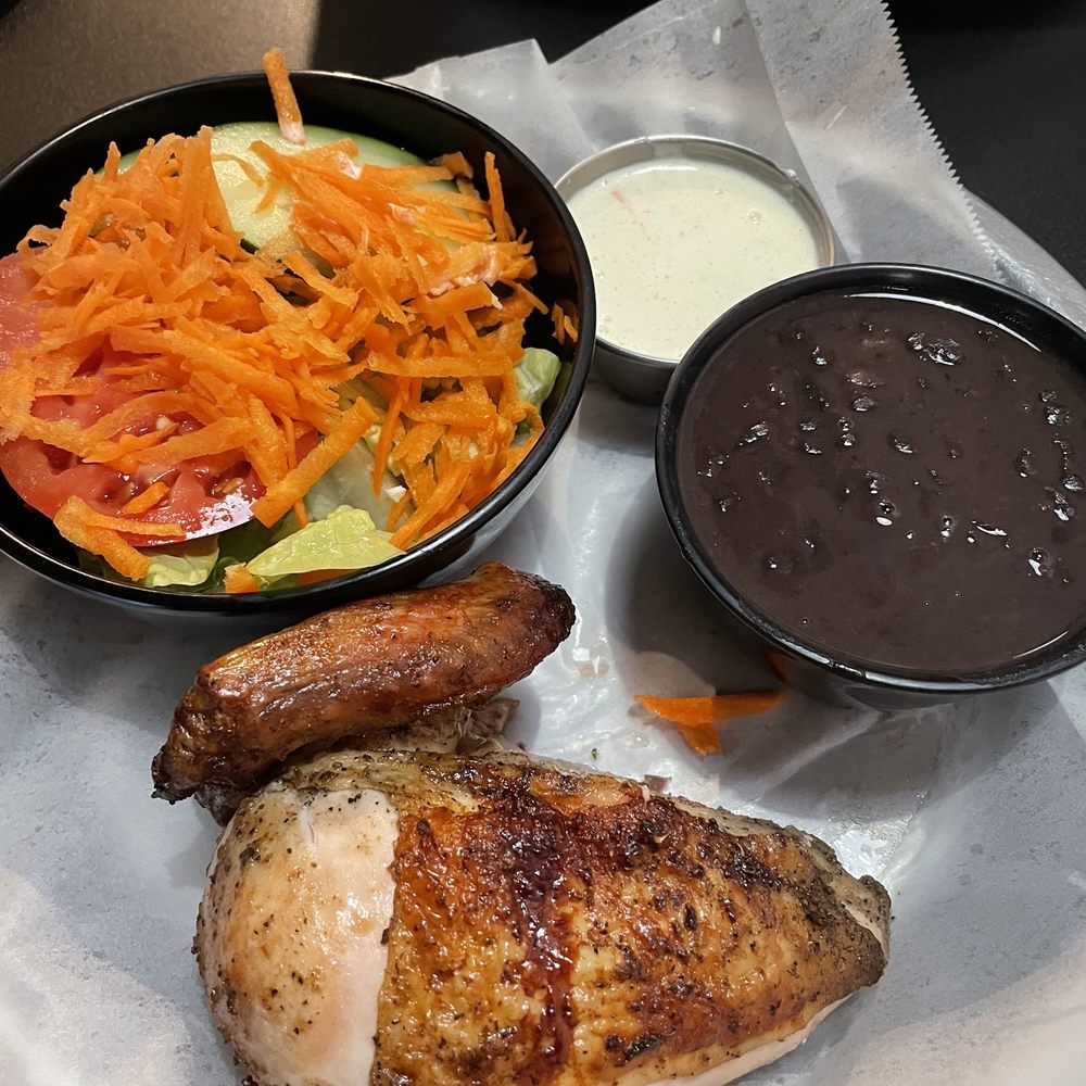 Chick Houz - 1/4 Chicken white with Black Beans and salad - Peruvian Near Me - Humble, Texas