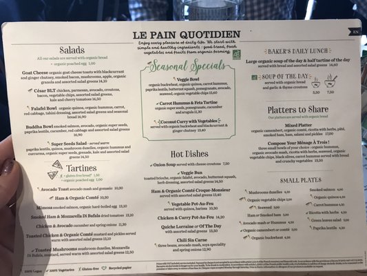 Menu photo 3 Le Pain Quotidien Paris, 75 Menu photo 3 Le Pain Quotidien Paris, 75