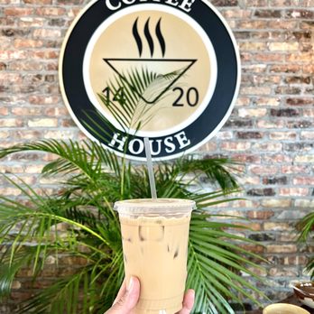 Coffee House 1420 - Iced oat milk lavender latte in from entrance. - Coffee & Tea Near Me - Vero Beach, Florida