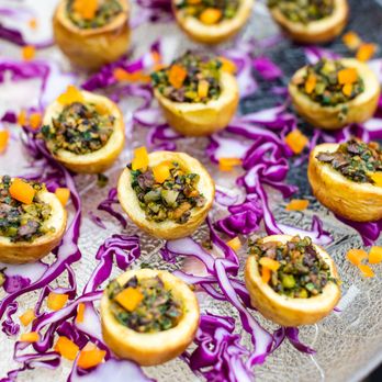 Trumpetvine Catering & Events - Castelvetrano & Pistachio Tapenade in Potato Cups - Caterers Near Me - Berkeley, California Trumpetvine Catering & Events - Castelvetrano & Pistachio Tapenade in Potato Cups - Caterers Near Me - Berkeley, California