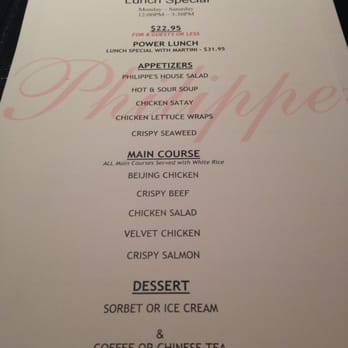 Philippe Chow - Philippe's lunch menu as of 6-23-14 - Chinese Near Me - New York, New York