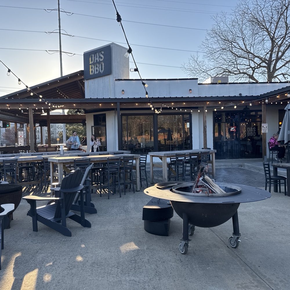 DAS BBQ - Great patio.  Started a fire for us.  Smells like good smoky BBQ and smoke. - Barbeque Near Me - Atlanta, Georgia