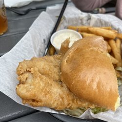 The Point - Fried grouper sandwich- and yes the giant piece of grouper stuck out the other half just as much!!