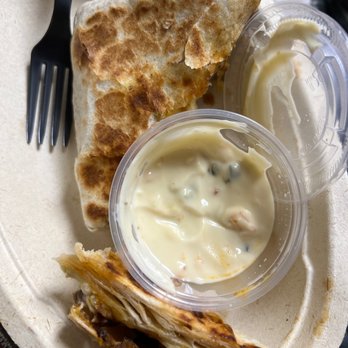Chipotle Mexican Grill - That's a small side of queso for reference on the steak and cheese quesadilla in a burrito bowl! With no sides.. - Mexican Near Me - Newark, Ohio