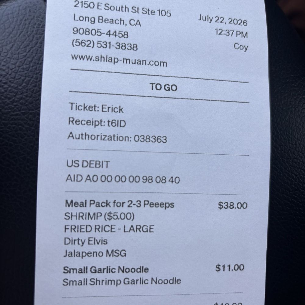 Shlap Muan Chicken Wings - Receipt - Chicken Wings Near Me - Long Beach, California Shlap Muan Chicken Wings - Receipt - Chicken Wings Near Me - Long Beach, California