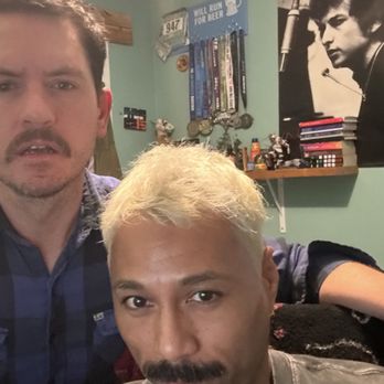 Mane Place Barbershop - Me and Mike. He stuck with plaid, I went with bleach. - Barbers Near Me - San Jose, California Mane Place Barbershop - Me and Mike. He stuck with plaid, I went with bleach. - Barbers Near Me - San Jose, California