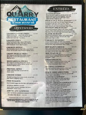 Menu photo 3 The Quarry Restaurant at Weir Mountain Celina, TN