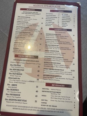 Menu photo 3 Alexus Steakhouse & Tavern Clifton, NJ