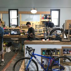 Meridian Cycles - Our mechanics hard at work.