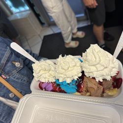 Banana split with ube, Cookie Monster and chocolate peanut butter