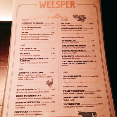 Menu photo 1 Weesper Bar & Spijs Amsterdam, NH
