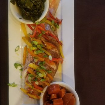 Kelsey's - Whole Red Snapper with Candied Yams and Collard Greens. - Soul Food Near Me - Atlantic City, New Jersey Kelsey's - Whole Red Snapper with Candied Yams and Collard Greens. - Soul Food Near Me - Atlantic City, New Jersey
