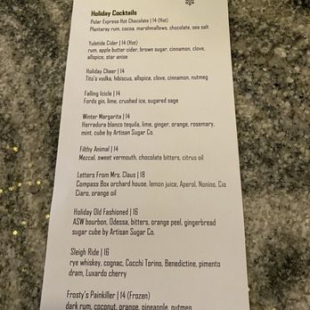 Center Bar - Special holiday cocktail menu - Bars Near Me - Atlanta, Georgia