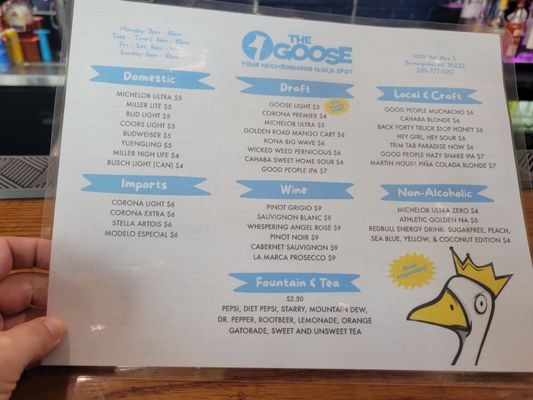Menu photo 1 The Goose Birmingham, AL Menu photo 1 The Goose Birmingham, AL