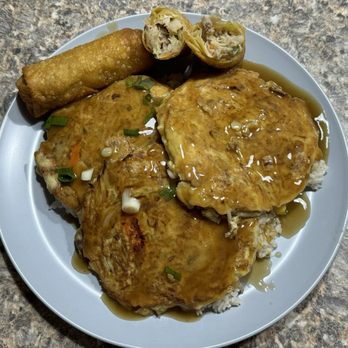 Golden Dragon - Roast Pork Egg Foo Young, Fried Rice and Egg Rolls - Chinese Near Me - Ozark, Missouri