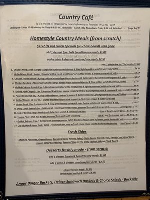 Menu photo 7 Country Cafe Waxahachie, TX