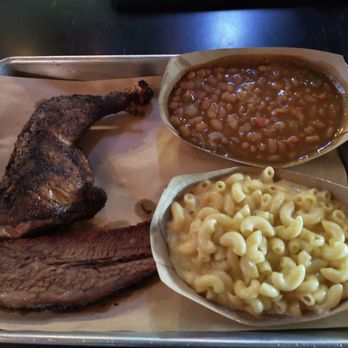 Hank's Texas BBQ - Beef Brisket and Smoked Chicken Leg and Thigh with Burnt Ends Baked Beans and Mac & Cheese. - Barbeque Near Me - Columbus, Ohio
