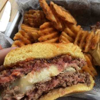 The Committed Pig - baked brie burger, rare. - Breakfast & Brunch Near Me - Morristown, New Jersey The Committed Pig - baked brie burger, rare. - Breakfast & Brunch Near Me - Morristown, New Jersey