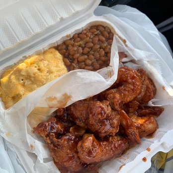 Vibes Southern Cuisine - Half & half platter with peach Hennessy bbq sauce, macaroni and cheese, baked beans - Food Trucks Near Me - Upper Marlboro, Maryland Vibes Southern Cuisine - Half & half platter with peach Hennessy bbq sauce, macaroni and cheese, baked beans - Food Trucks Near Me - Upper Marlboro, Maryland