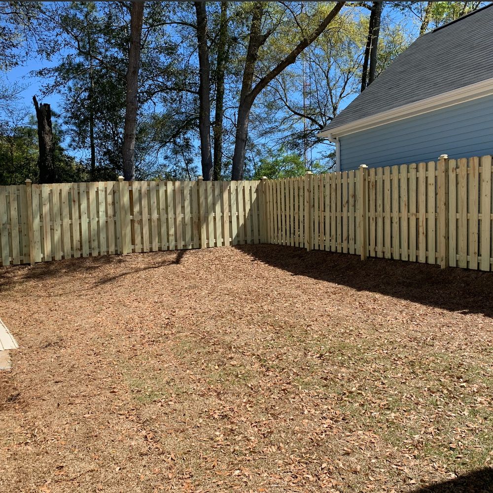 C & S Fences LLC - Shadowbox fence expertly installed around a small back yard with a slope - Fences & Gates Near Me - Summerville, South Carolina