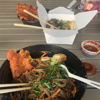Parlor - Japchae with beef and kim chi pancakes - Food Court Near Me - Kansas City, Missouri Parlor - Japchae with beef and kim chi pancakes - Food Court Near Me - Kansas City, Missouri