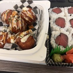 Sushi Lolo - Tako Yaki and tuna rolls.