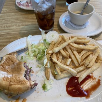 Riley's Restaurant & Lounge - Deluxe Burger with cheese and fries. - American Near Me - Seaside, Oregon Riley's Restaurant & Lounge - Deluxe Burger with cheese and fries. - American Near Me - Seaside, Oregon
