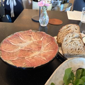 Café Vivant - heritage ham - tasted like fresh prosciutto but lighter - American Near Me - Menlo Park, California