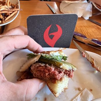 Side A Brewing - This is my burger, yes I ate most of it but I also waited nearly an hour to get it. Asked for medium well. - Breweries Near Me - La Grande, Oregon