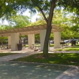 Shaded picnic benches Shaded picnic benches