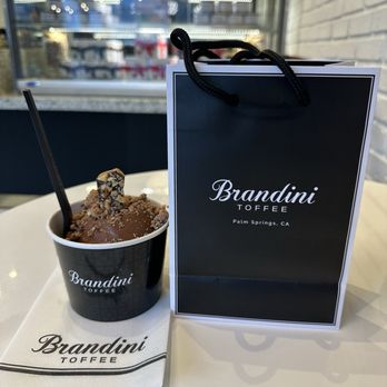 Brandini Toffee - My ice cream and tin of toffee to take home! - Candy Stores Near Me - Palm Springs, California Brandini Toffee - My ice cream and tin of toffee to take home! - Candy Stores Near Me - Palm Springs, California