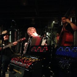 Super pro Maestro accordions in action with the jazz band. Yep, that's Ron Eschete on guitar!!!
