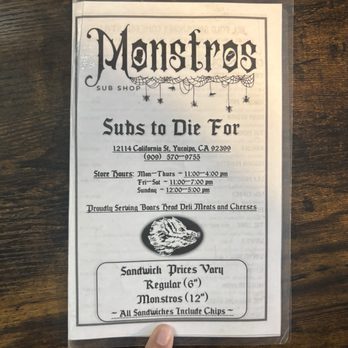 Monstros Sub Shop - Sandwiches Near Me - Yucaipa, California