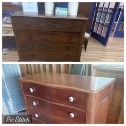 Tiki’s Furniture and More - Before and after walnut dresser
