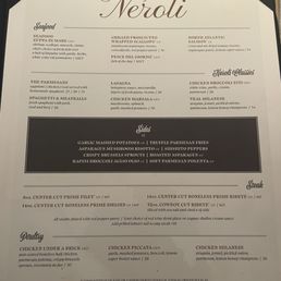 Dinner menu Dinner menu