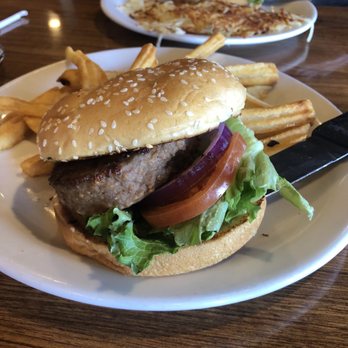 Denny's - Beyond meat burger (vegan) with no cheese and all American sauce and traditional fries - Diners Near Me - Mesa, Arizona Denny's - Beyond meat burger (vegan) with no cheese and all American sauce and traditional fries - Diners Near Me - Mesa, Arizona